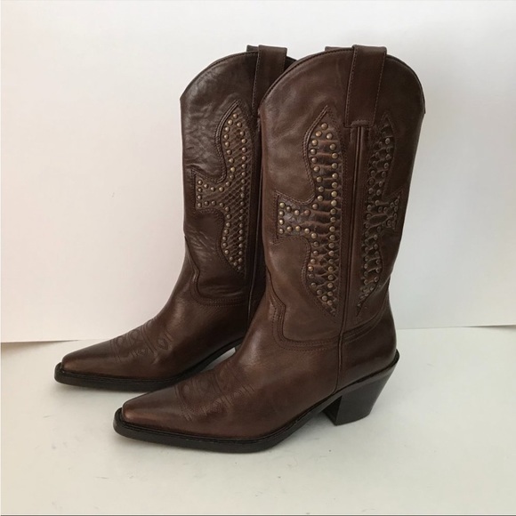 ZIGI New York women’s western brown studded snip tor boots - Picture 1 of 7